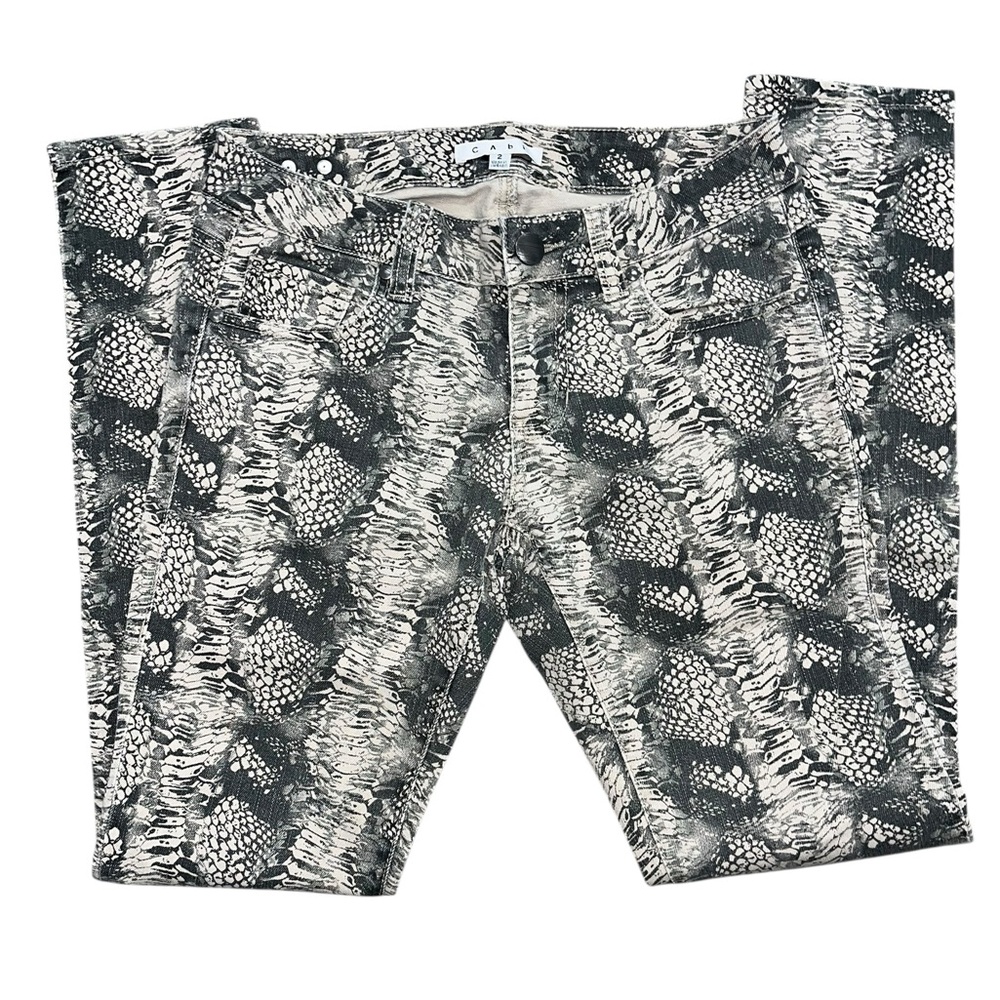 CABI Diamondback Snake Print Skinny Pants Jeans Size 2